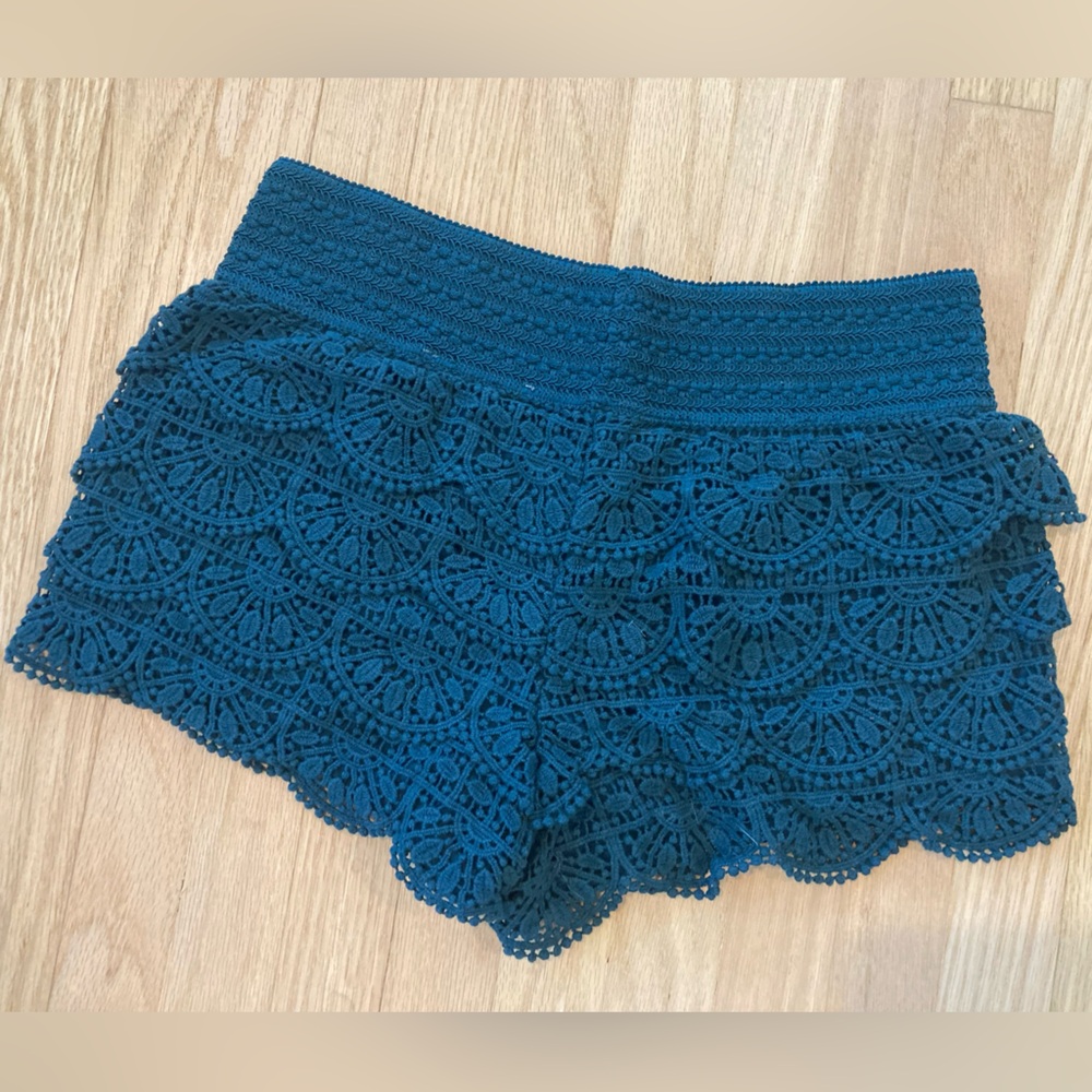 NWT Rewind Dark Teal Lace Micro Mini Shorts Juniors Size S Summer Beach Pool Fun - Picture 4 of 5